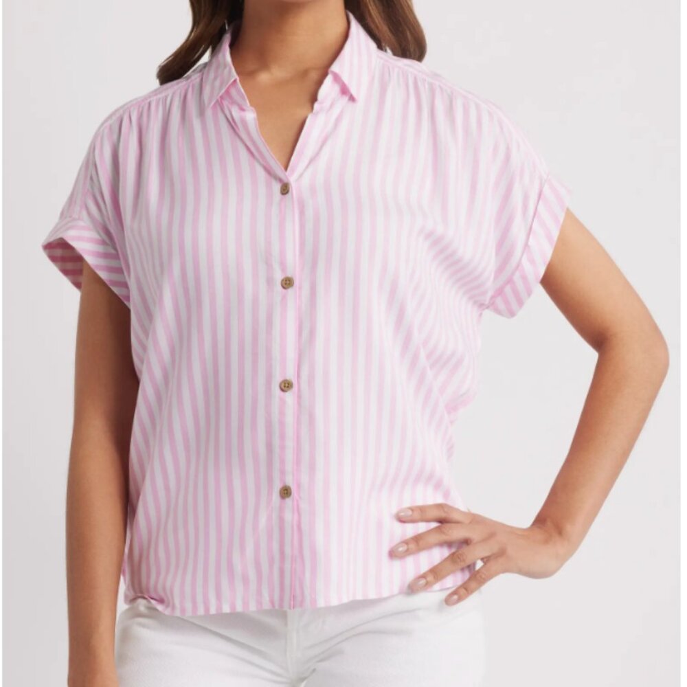 Beach Lunch Lounge Collection Darby Short Sleeve Button-Up Shirt - Size L